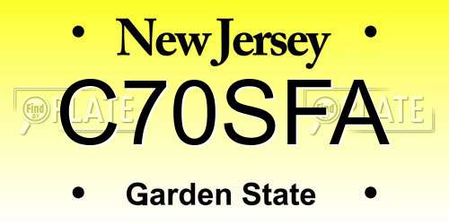 C70SFA New Jersey License Plate