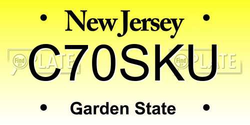 C70SKU New Jersey License Plate