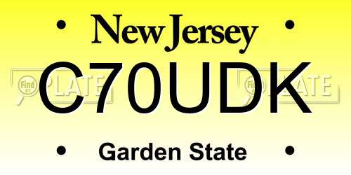 C70UDK New Jersey License Plate