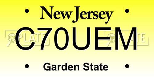 C70UEM New Jersey License Plate