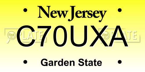 C70UXA New Jersey License Plate