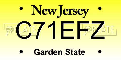 C71EFZ New Jersey License Plate