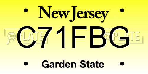C71FBG New Jersey License Plate