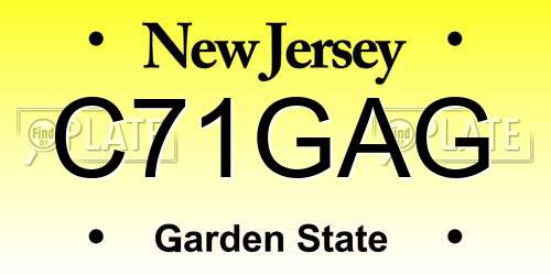 C71GAG New Jersey License Plate