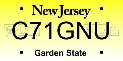 C71GNU New Jersey License Plate