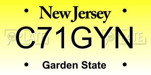 C71GYN New Jersey License Plate