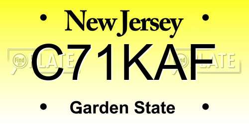 C71KAF New Jersey License Plate