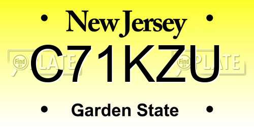 C71KZU New Jersey License Plate