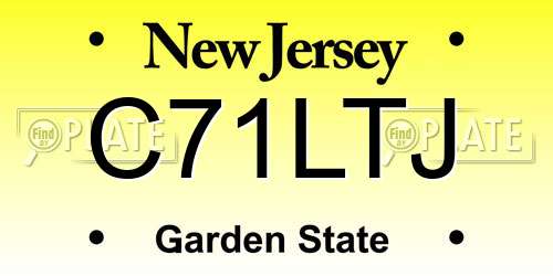 C71LTJ New Jersey License Plate