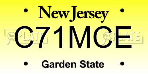 C71MCE New Jersey License Plate