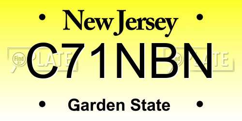 C71NBN New Jersey License Plate