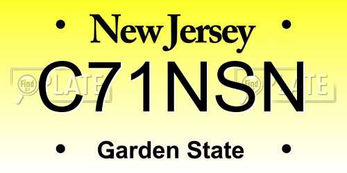 C71NSN New Jersey License Plate