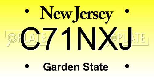 C71NXJ New Jersey License Plate