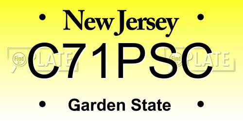C71PSC New Jersey License Plate