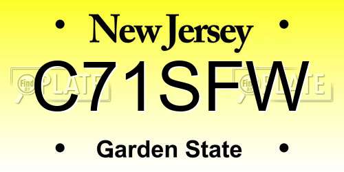 C71SFW New Jersey License Plate