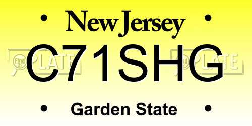 C71SHG New Jersey License Plate