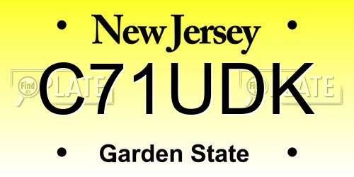 C71UDK New Jersey License Plate