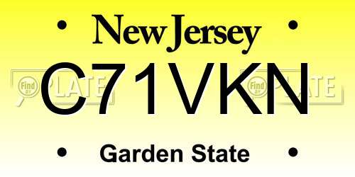 C71VKN New Jersey License Plate