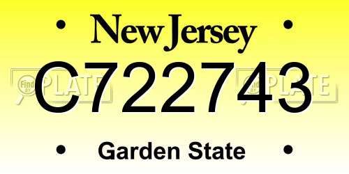C722743 New Jersey License Plate