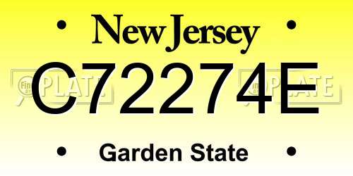 C72274E New Jersey License Plate