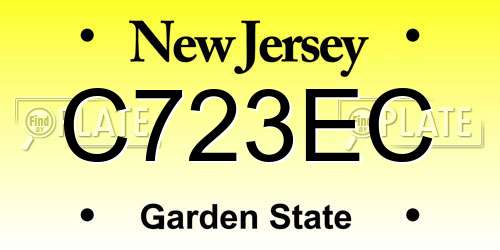C723EC New Jersey License Plate