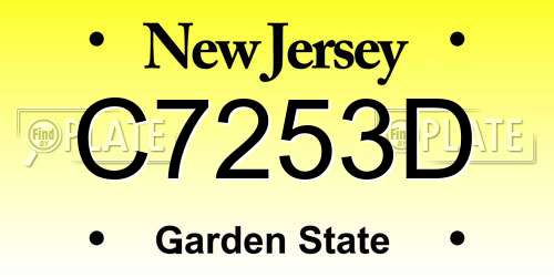 C7253D New Jersey License Plate