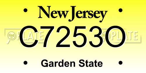 C7253O New Jersey License Plate