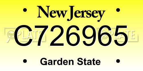 C726965 New Jersey License Plate