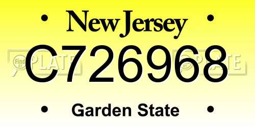 C726968 New Jersey License Plate