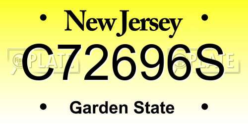 C72696S New Jersey License Plate