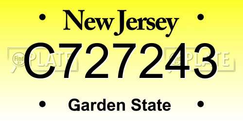 C727243 New Jersey License Plate