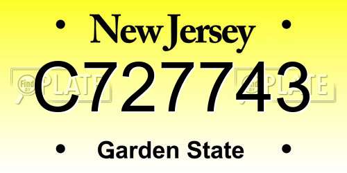 C727743 New Jersey License Plate