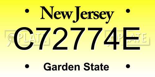 C72774E New Jersey License Plate