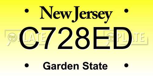C728ED New Jersey License Plate