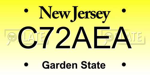C72AEA New Jersey License Plate