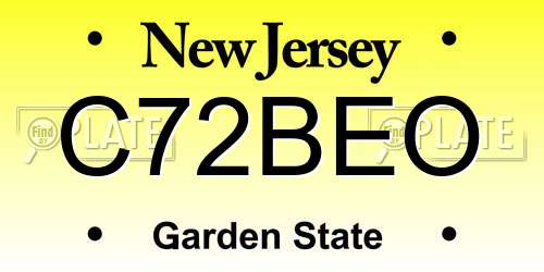 C72BEO New Jersey License Plate