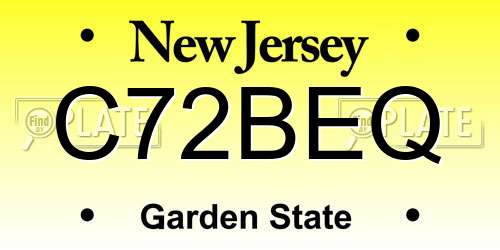 C72BEQ New Jersey License Plate