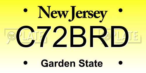 C72BRD New Jersey License Plate