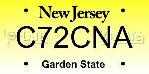 C72CNA New Jersey License Plate