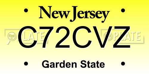 C72CVZ New Jersey License Plate