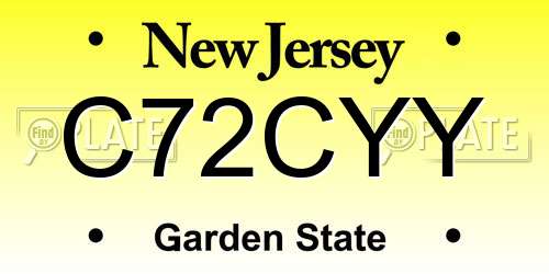 C72CYY New Jersey License Plate