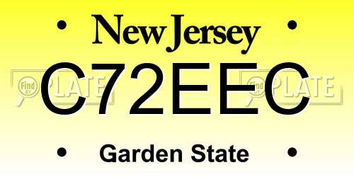 C72EEC New Jersey License Plate
