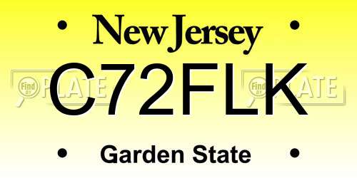 C72FLK New Jersey License Plate