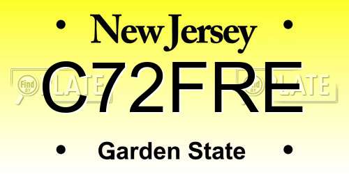 C72FRE New Jersey License Plate