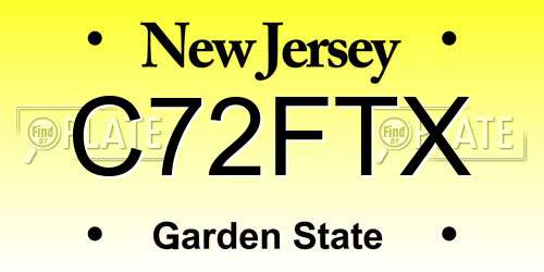 C72FTX New Jersey License Plate