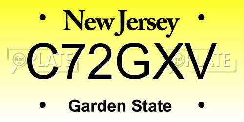 C72GXV New Jersey License Plate