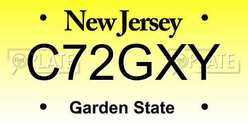 C72GXY New Jersey License Plate