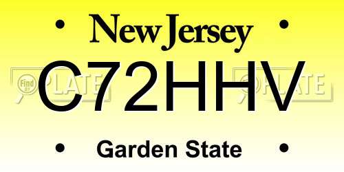 C72HHV New Jersey License Plate