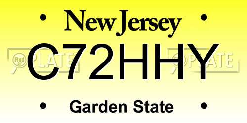 C72HHY New Jersey License Plate