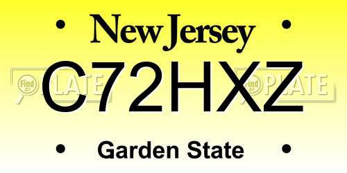 C72HXZ New Jersey License Plate